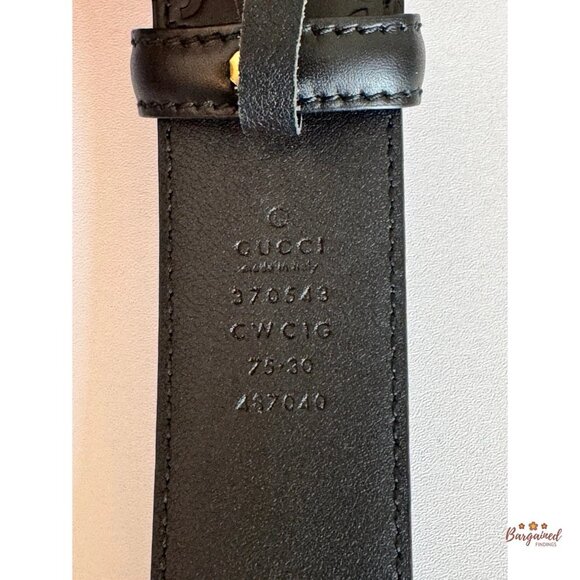 Authentic Gucci Black Guccissima Leather Gold Interlocking G Buckle Belt 75/30 - Picture 10 of 13